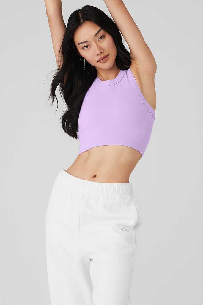 Tílko Alo Yoga Seamless Delight High Neck Fialové | JKWSUDL-78