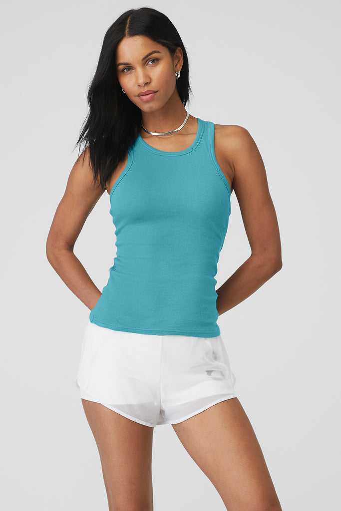Tílko Alo Yoga Žebrovaný Aspire Full Length Blankyt | ICJQAHF-62
