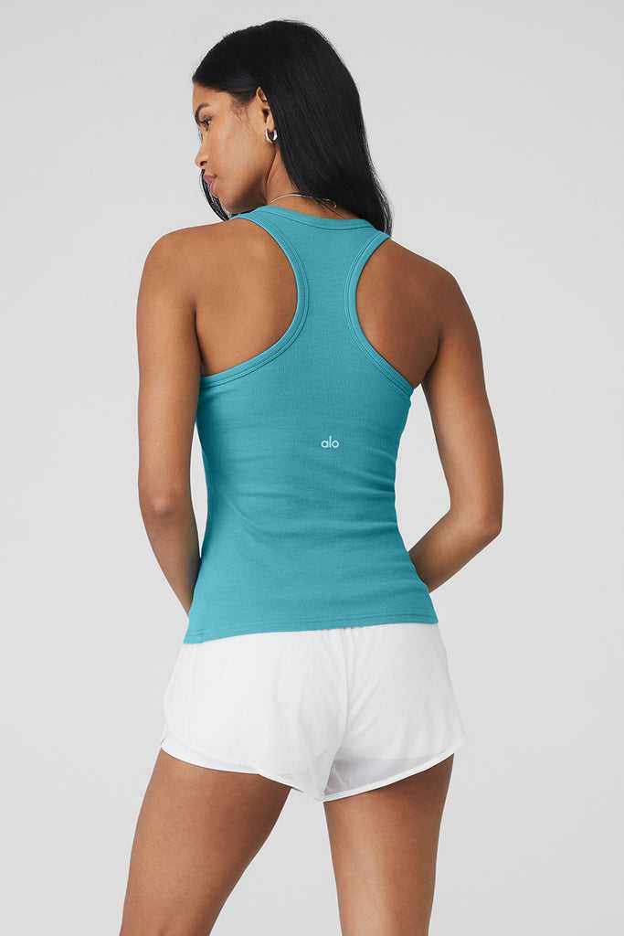 Tílko Alo Yoga Žebrovaný Aspire Full Length Blankyt | ICJQAHF-62