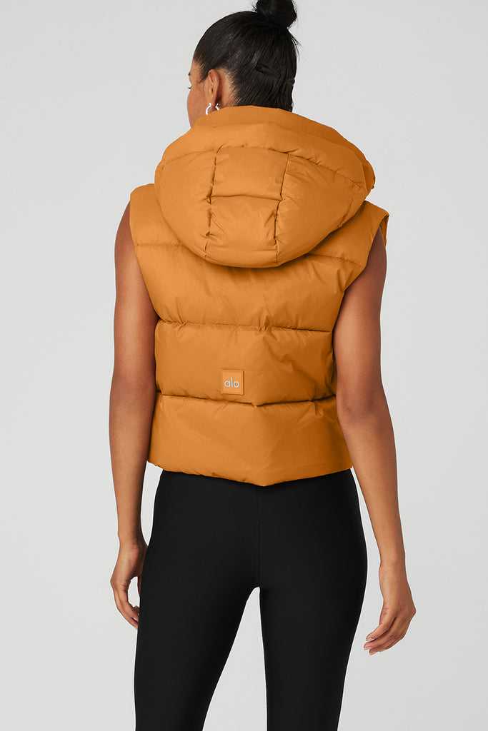 Vesty Alo Yoga Gold Rush Puffer Oranžové | BESHIFZ-82