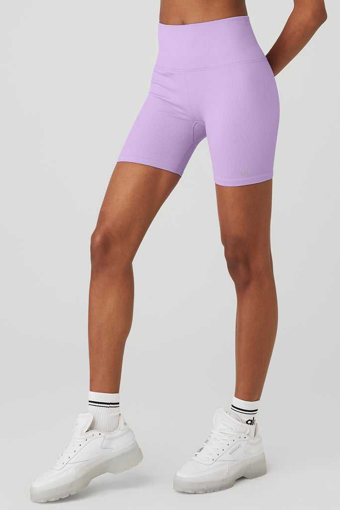 Šortky Alo Yoga 5 Seamless Žebrovaný Favorite Fialové | ULMSYFV-70
