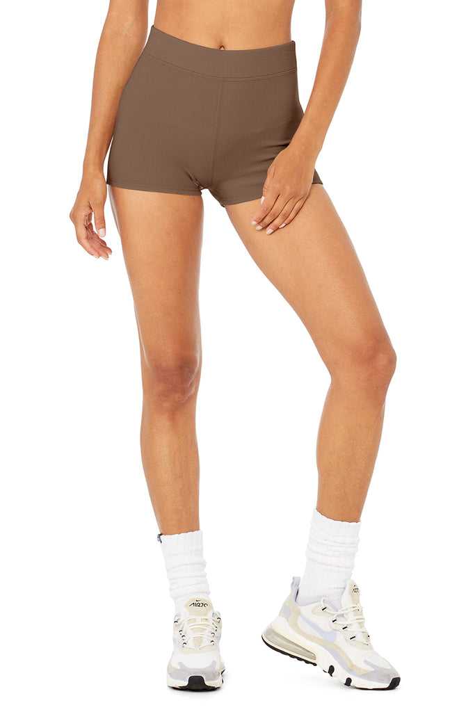 Šortky Alo Yoga Micro Waffle Pleasant Boyshort Káva | MLWNAYT-41