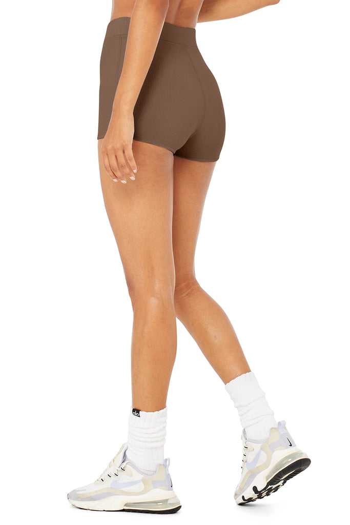 Šortky Alo Yoga Micro Waffle Pleasant Boyshort Káva | MLWNAYT-41