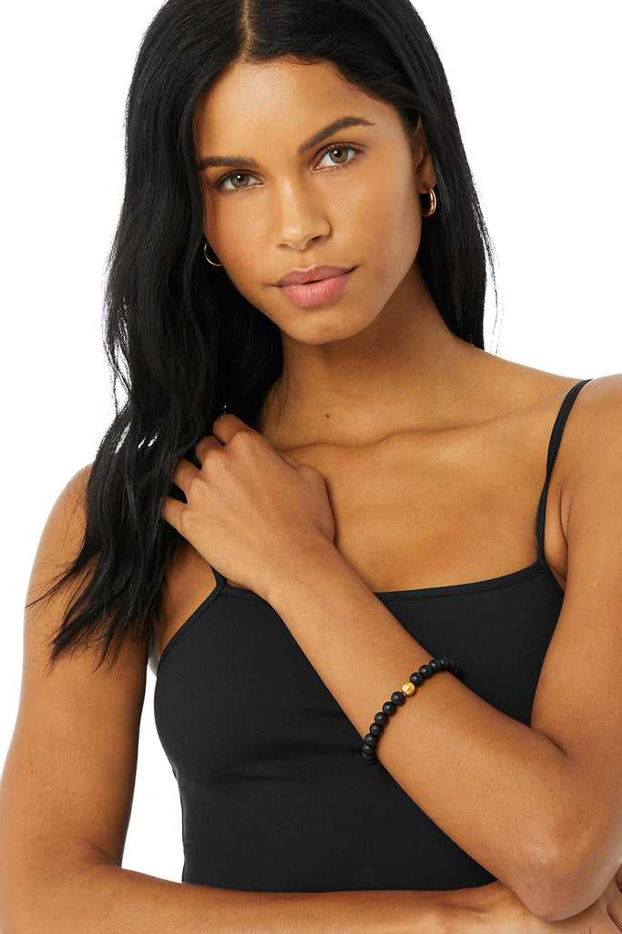 Šperky Alo Yoga Black Onyx Mala Bracelet Černé | AXTDRBS-71